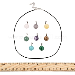 DIY Natural & Synthetic Gemstone Round Pendant & Waxed Cord Pendant Necklace Making Kits&nbsp;DIY-FS0008-47