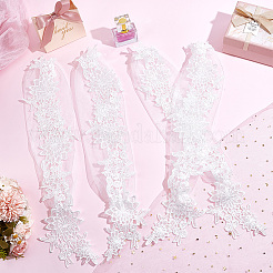 花柄ポリエステルレース袖口メッシュロング指なし手袋  結婚式の花嫁用品用  ホワイト  540~550x60~110x2mm&nbsp;AJEW-WH0455-019
