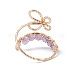 3Pcs 3 Style Light Gold Brass Wire Wrap Butterfly Open Cuff Rings&nbsp;RJEW-JR00655