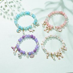 Synthetic Crackle Quartz & Natural Yellow Jade Beaded Stretch Bracelet&nbsp;BJEW-JB08527