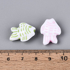 不透明なアクリルビーズ  クラフトビーズ  魚  ミックスカラー  20x15x8~8.5mm  穴：2.2mm  約463個/500g&nbsp;SACR-T017-82M