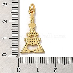 Eiffel Tower with Word Love Rack Plating Brass Micro Pave Clear Cubic Zirconia Pendants&nbsp;KK-K377-35G