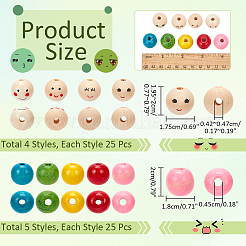 225Pcs 9 Styles Printed Wood European Beads&nbsp;WOOD-NB0002-60