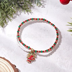 Christmas Glass Seed Beads & Glass Beads Multi-layered Bracelets&nbsp;BJEW-MZ00240-03