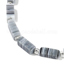 手作りランプワークビーズ連売り  シードビーズ付き長方形  銀  10~11x4.5x4mm  穴：0.8mm  約32~33個/連  15.94''（40.5センチメートル）&nbsp;LAMP-Q037-01B-08