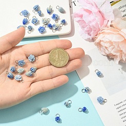 30個 3スタイル 合成シェルペンダント  花  304ステンレススチール製金具付き  ブルー  10~14mm  穴：3mm  10個/スタイル&nbsp;PALLOY-YW00133