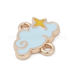合金エナメルスタークラウドコネクタチャーム  ライトゴールド  アクア  10x11x1.2mm  穴：1.2mm&nbsp;PALLOY-V001-04B
