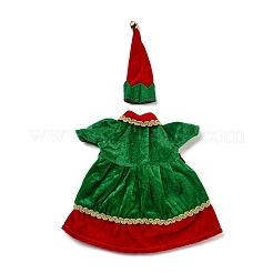 クリスマスの服フェルト布と鉄のワインボトルカバーの装飾  クリスマスパーティーの装飾用  グリーン  230x205x9mm&nbsp;DJEW-K027-02D