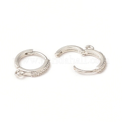 Brass Micro Pave Clear Cubic Zirconia Hoop Earring Findings&nbsp;KK-C018-01B-P
