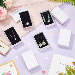 厚紙のジュエリーボックス  内部のスポンジパッド付き  長方形  記念日のために  結婚式  お誕生日  ホワイト  8x5.1x2.7cm  インナーサイズ：7.4x4.6x2.45センチメートル&nbsp;CBOX-NB0001-27