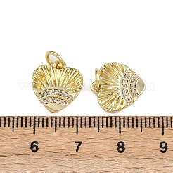 真鍮製マイクロパヴェキュービックジルコニアペンダント  ハートチャーム  丸カン付き  16KGP本金メッキ  13x12x2.5mm  穴：3.5mm&nbsp;ZIRC-I367-04G-05