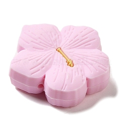 桜シリコンフォーカルビーズ  DIYの看護ネックレス用  パールピンク  28x29x9.5mm  穴：2mm&nbsp;SIL-B069-02A