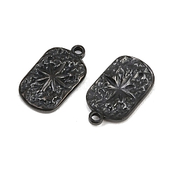 イオンプレーティング（IP）304ステンレスペンダント  星のチャームが付いた長方形  ブラック  18x10x2mm  穴：1.2mm&nbsp;STAS-F287-11B