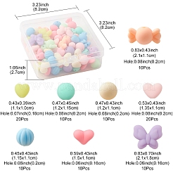ラバー加工アクリルビーズ  混合図形  ミックスカラー  10~18x11~21.5x5.5~11.5mm  穴：1.6~2mm  100個/箱&nbsp;SACR-FS0001-12