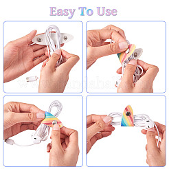 9Pcs 9 Styles Rainbow Color PU Leather Cable Keepers&nbsp;AJEW-TA0002-35