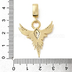 Brass Micro Pave Clear Cubic Zirconia Angel Wing Pendants&nbsp;KK-H519-16B-G