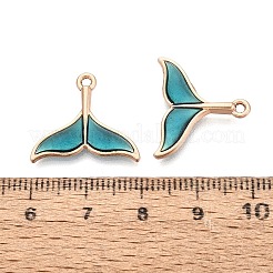 合金エナメルチャーム  海のテーマ  ライトゴールド  ダークシアン  魚尾  17.5x20x2.5mm  穴：1.8mm&nbsp;ENAM-WH0068-02C-KCG