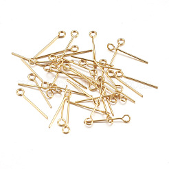 304ステンレススチールアイピン  ゴールドカラー  16x0.6mm  穴：1.5mm&nbsp;STAS-P194-03-0.6x16mm