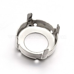 Flat Round Brass Sew on Prong Settings&nbsp;KK-N0084-A13-18mm