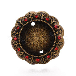 Adjustable Flower Alloy & Iron Rhinestone Bezel Cup Ring Base with Rotatable Tray&nbsp;MAK-T012-03AB