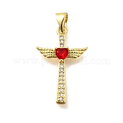 Brass Micro Pave Cubic Zirconia Pendants&nbsp;KK-Q066-40G