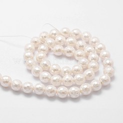 Shell Pearl Bead Strands&nbsp;BSHE-L029-01-6mm