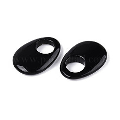 天然黒曜石の大きな穴のペンダント  卵チャーム  35~36.5x24.5~25.5x7~8mm  穴：12~12.5mm&nbsp;G-N348-06B-12