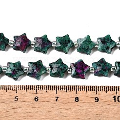 天然石ルビーインゾイサイトビーズ連売り  シードビーズで  多面カットスター  9~11x9~11x4~4.5mm  穴：1mm  約16個/連  0.7~7.28''（17.5~18.5センチメートル）  ビーズ：直径3mm  厚さ2mm  穴：0.7~0.9mm&nbsp;G-T138-194