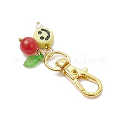 6Pcs Smiling Face Acrylic & Natural Lemon Jade & Quartz & Amethyst & Rose Quartz & Quartz Crystal & Dyed Malaysia Jade Pendant Decorations&nbsp;HJEW-JM03151