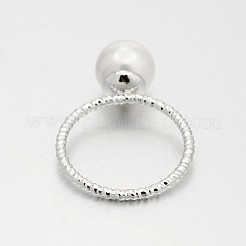 結婚式のアクセサリー類のための真鍮アクリルパール指輪  プラチナメッキ  16mm&nbsp;LS-RJEW-J061-P