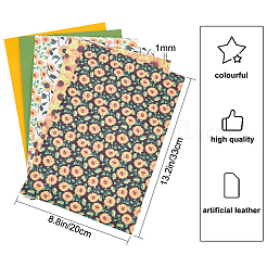Sunflower Pattern PU Leather Fabric Sheet&nbsp;DIY-WH0399-13