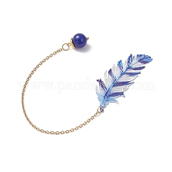 Stainless Steel Feather & Alloy Bookmarks&nbsp;AJEW-JK00402-01
