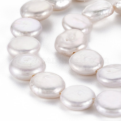 天然ケシパールビーズ連売り  養殖淡水パール  フラットラウンド  貝殻色  11~12x3~7mm  穴：0.6mm  約31~32個/連  14.96インチ（38cm）&nbsp;PEAR-S018-02A