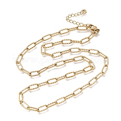 4MM 304 Stainless Steel Textured Paperclip Chain Necklaces for Man and Women&nbsp;SA-CBAB767-09G