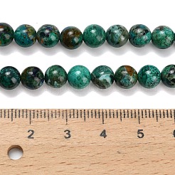 天然石クリソコラビーズ連売り  ラウンド  ラウンド  6~7mm  穴：0.8mm  約62個/連  15.35インチ（39cm）&nbsp;G-L642-B12-6mm