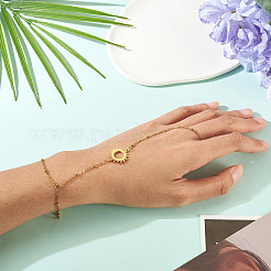 304 Stainless Steel Sun Link Chain Ring Bracelets for Women&nbsp;BJEW-TAC0055