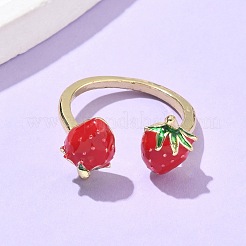 Brass with Enamel Cuff Open Rings for Women&nbsp;RJEW-Q019-01A-G