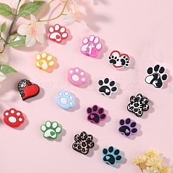 16Pcs 16 Styles Paw Print Food Grade Eco-Friendly Silicone Focal Beads&nbsp;SIL-SZ0002-13