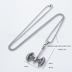 Hip Hop Street Style 304 Stainless Steel Axe Pendant Box Chain Necklaces for Men&nbsp;IG7443