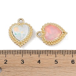 UVメッキ合金と混合色のガラスラインストーンペンダント  カドミウムフリー＆鉛フリー  ハート  ゴールドカラー  19x15x6mm  穴：2mm&nbsp;FIND-M018-36G