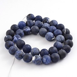 Frosted Natural Sodalite Round Bead Strands&nbsp;G-F231-01-8mm