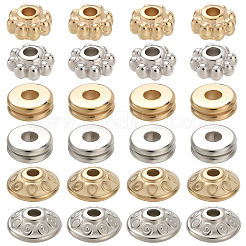 1400 個 3 スタイル ccb プラスチックビーズ  混合図形  プラチナ·ゴールデン  5.5~6.5x2.5~3.5mm  穴：1.4~2mm  200個/カラー&nbsp;CCB-PA0001-12