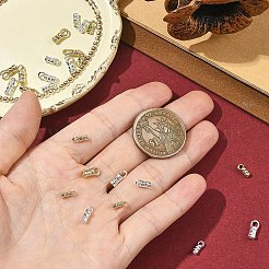 革紐や糸紐用のループ付き真鍮製コードエンドクラスプ（4種類）24個  ミックスカラー  7~9.5x2.5~4mm  穴：2~2.5mm  6個/スタイル&nbsp;KK-YW0004-78