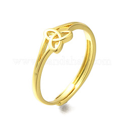 女性のための真鍮の調節可能なリング  結び目  ゴールドカラー  6.5mm  内径：19.5mm&nbsp;RJEW-R005-05G