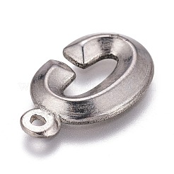 変色しにくい304ステンレススチールペンダント  アルファベット  文字.c  16x10x2mm  穴：1mm&nbsp;STAS-H119-01P-C