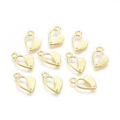 合金ペンダント  ハート  ゴールドカラー  鉛フリー及びカドミウムフリー  17x10x1mm  穴：1mm&nbsp;EA11929Y-G