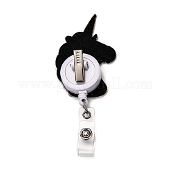 Unicorn Glitter Powder Felt & ABS Plastic Badge Reel&nbsp;AJEW-I053-40
