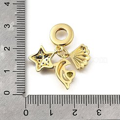 真鍮パヴェブルーキュービックジルコニアヨーロピアンダングルチャーム  貝殻 ヒトデ イルカ 大きな穴 ペンダント  長持ちメッキ  鉛フリー＆カドミウムフリー  ラックめっき  18KGP本金メッキ  29.5mm  穴：5mm&nbsp;KK-Q066-06G