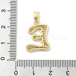 真鍮製マイクロパヴェキュービックジルコニアペンダント  文字L  18KGP本金メッキ  文字e  19.5x14.5x2.5mm  穴：4.8x2.9mm&nbsp;ZIRC-C012-01G-05