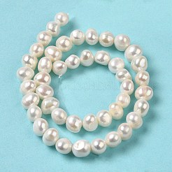 天然養殖淡水パールビーズ連売り  研磨両側  グレード4 A  フローラルホワイト  7~8x8~9x6.5~7mm  穴：0.5mm  約44個/連  12.99~13.19''（33~33.5センチメートル）&nbsp;PEAR-E017-09